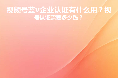 微信視頻號企業認證需要多少錢？視頻號藍v企業認證有什么用？