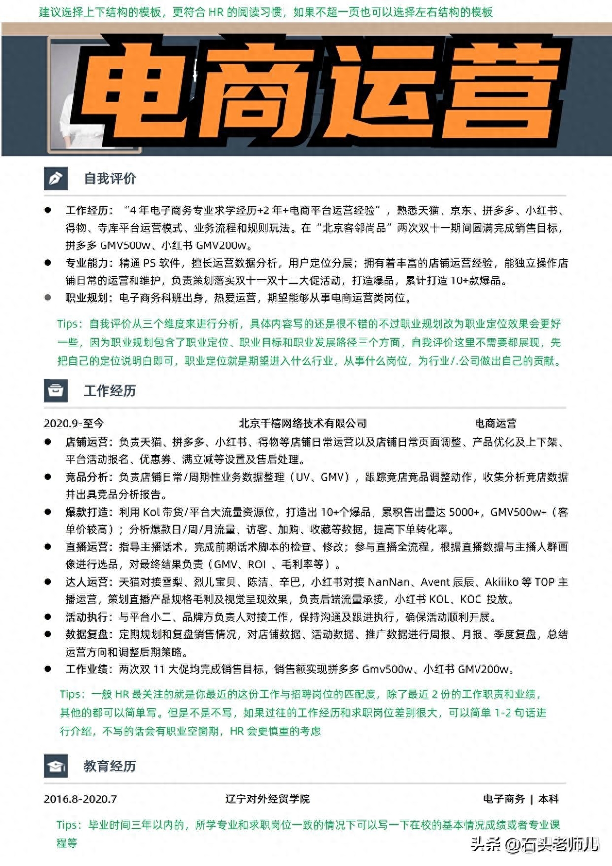 電商運營簡歷怎么寫？優質電商運營簡歷范文模板分享